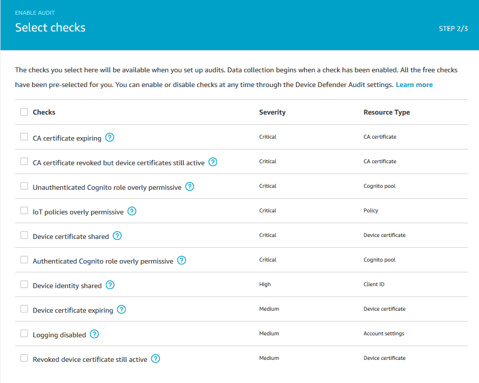 AWS IoT Device Defender Audit AWS IoT Device Defender Audit
