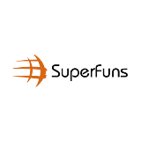 Logo for SuperFuns featuring an orange stylized design and black text on a white background.