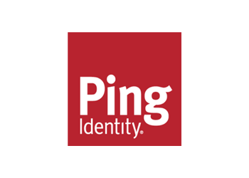 The logo for Ping Identity, featuring the company name in white text on a red square background.