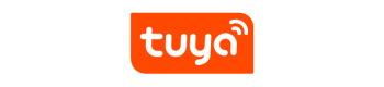 Tuya logo in white text on an orange rectangular background