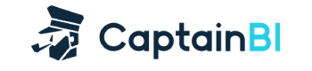 Logo of Captain BI featuring a stylized captain's face with a hat and pipe, accompanied by the text 'CaptainBI'.