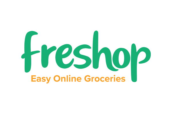 Freshop logo featuring the tagline 'Easy Online Groceries' in green and orange text on a white background.