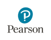 Pearson logo featuring a blue icon with a stylized white 'P' above the company name in black text.