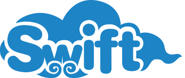 The Swift logo in blue with a cloud design, as seen on a transparent background.