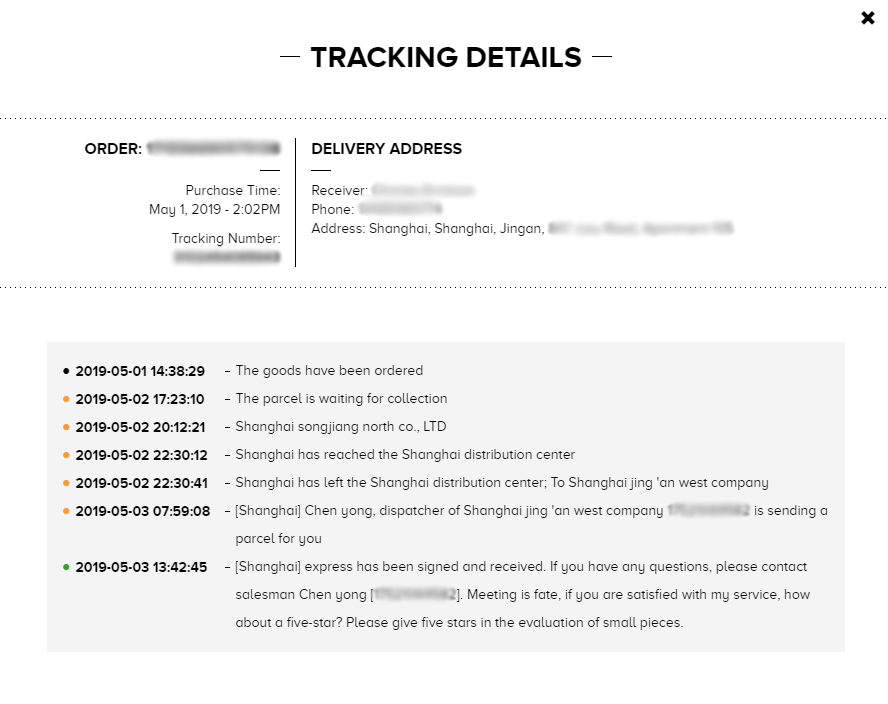 tracking details