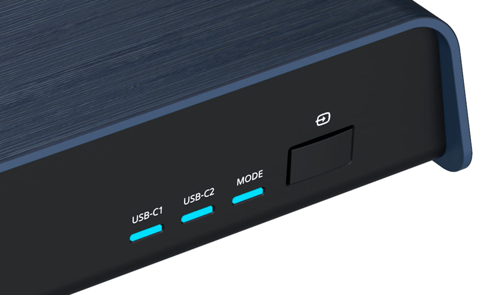 LED blue: device ready, USB-C connected normally